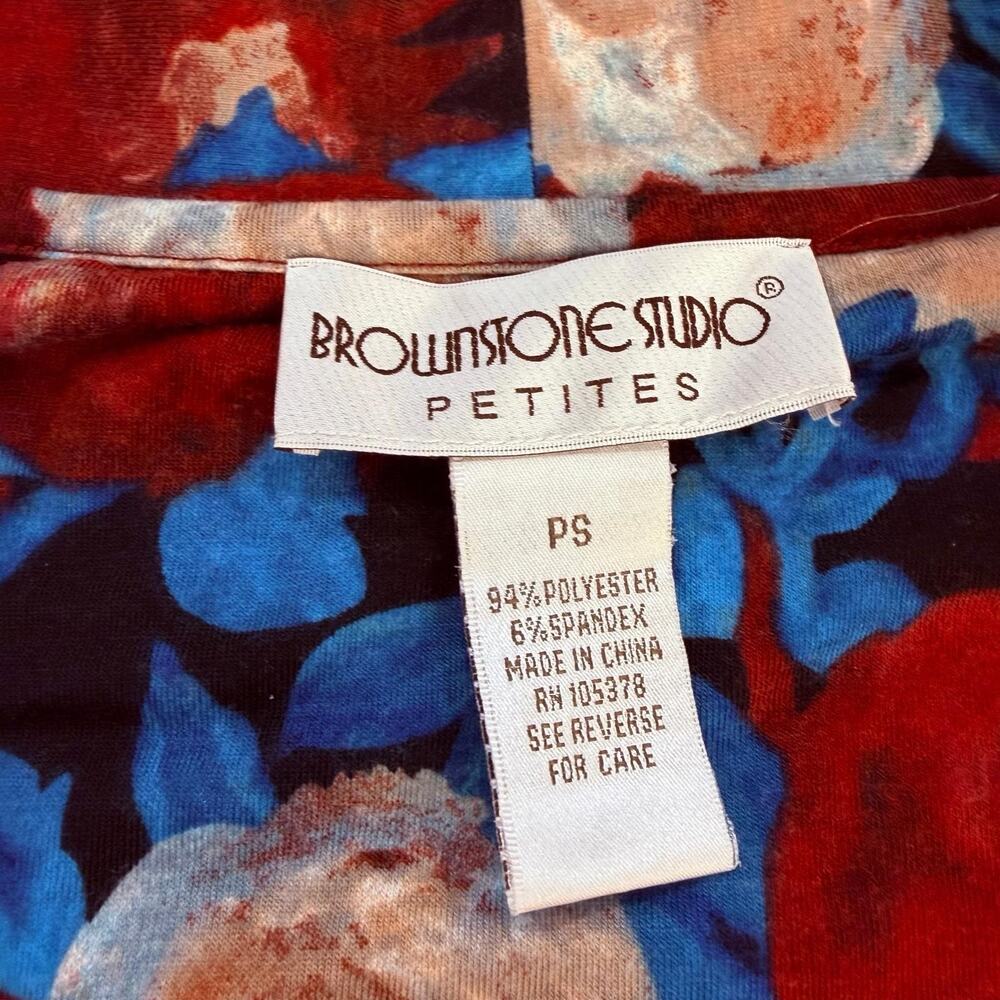 VTG Brownstone Studio Petites Sz PS Floral Abstract Open Front Jacket Fun - Picture 4 of 11